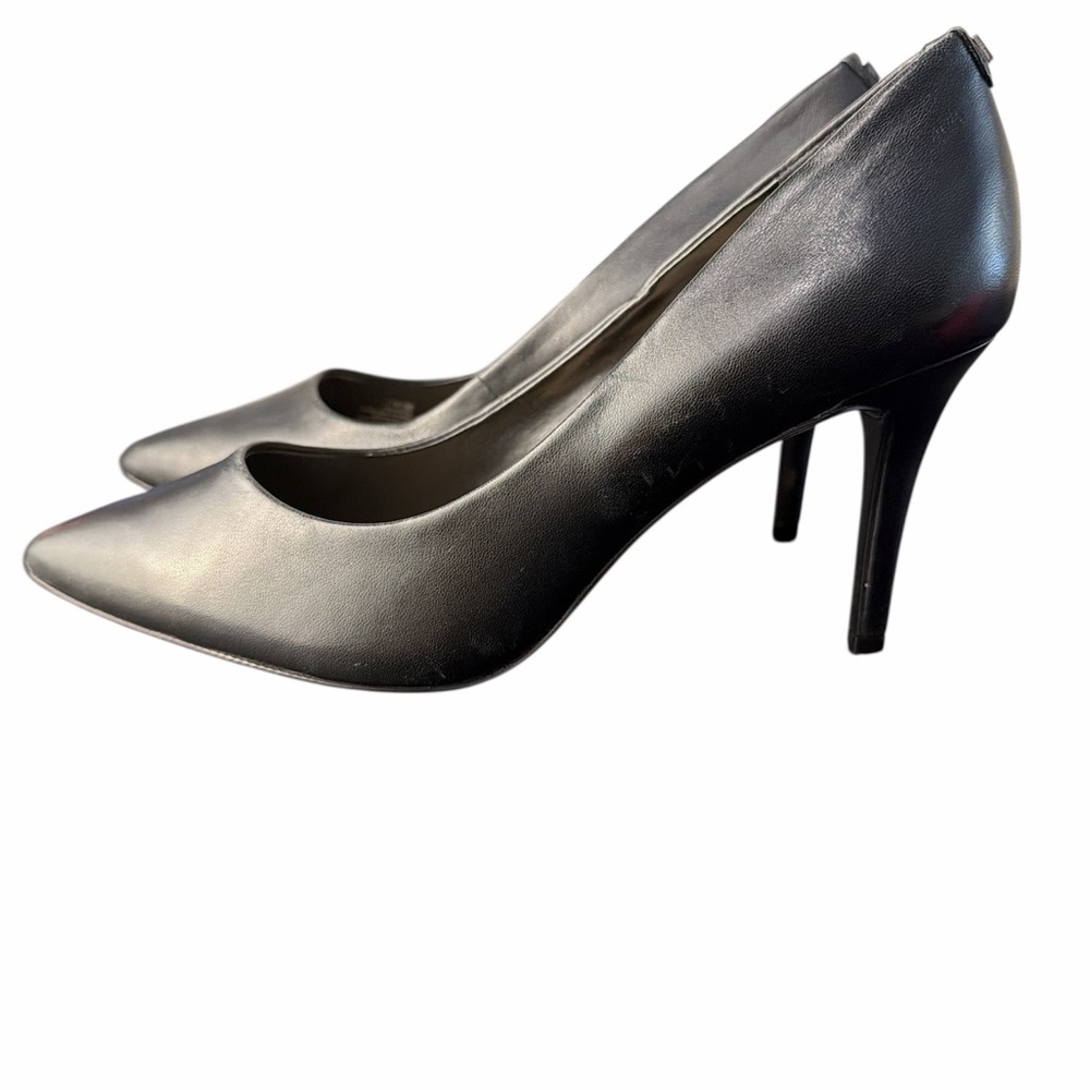 Karl Lagerfeld Paris Royale Size 7.5 Black Leather Pump Stiletto Heels